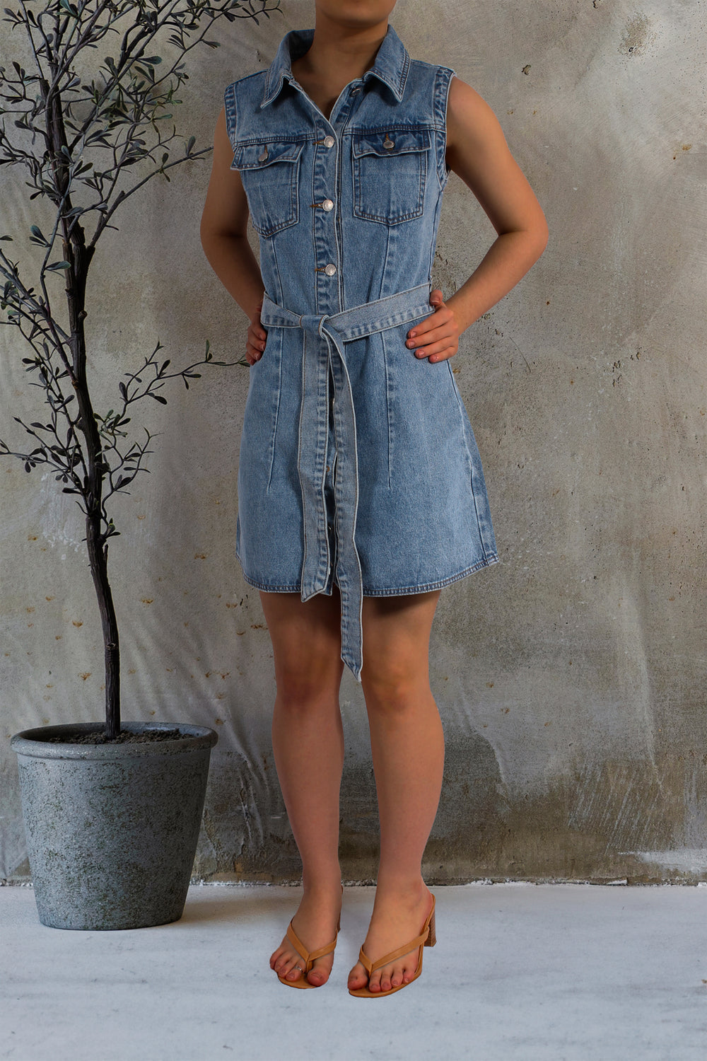 BLUE SKY DENIM MINI DRESS