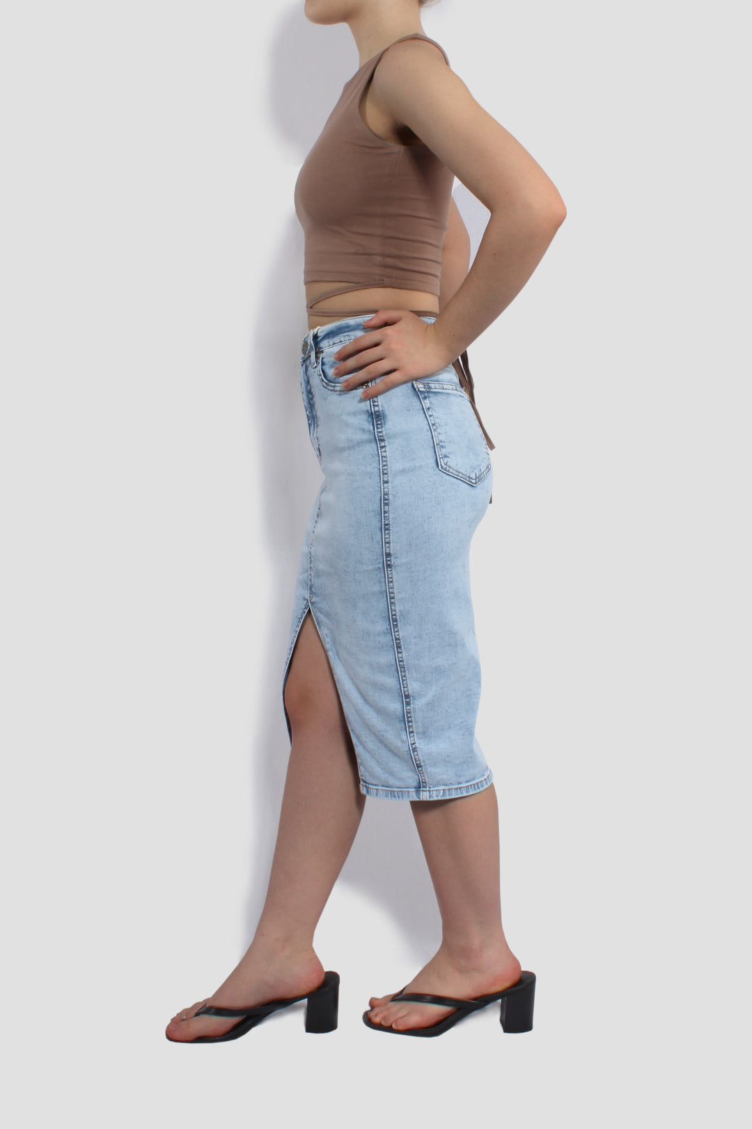 THE EVE DENIM MIDI SKIRT