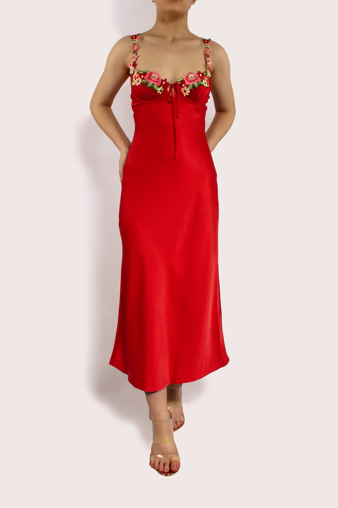 THE SERAPHINA RED MIDI DRESS