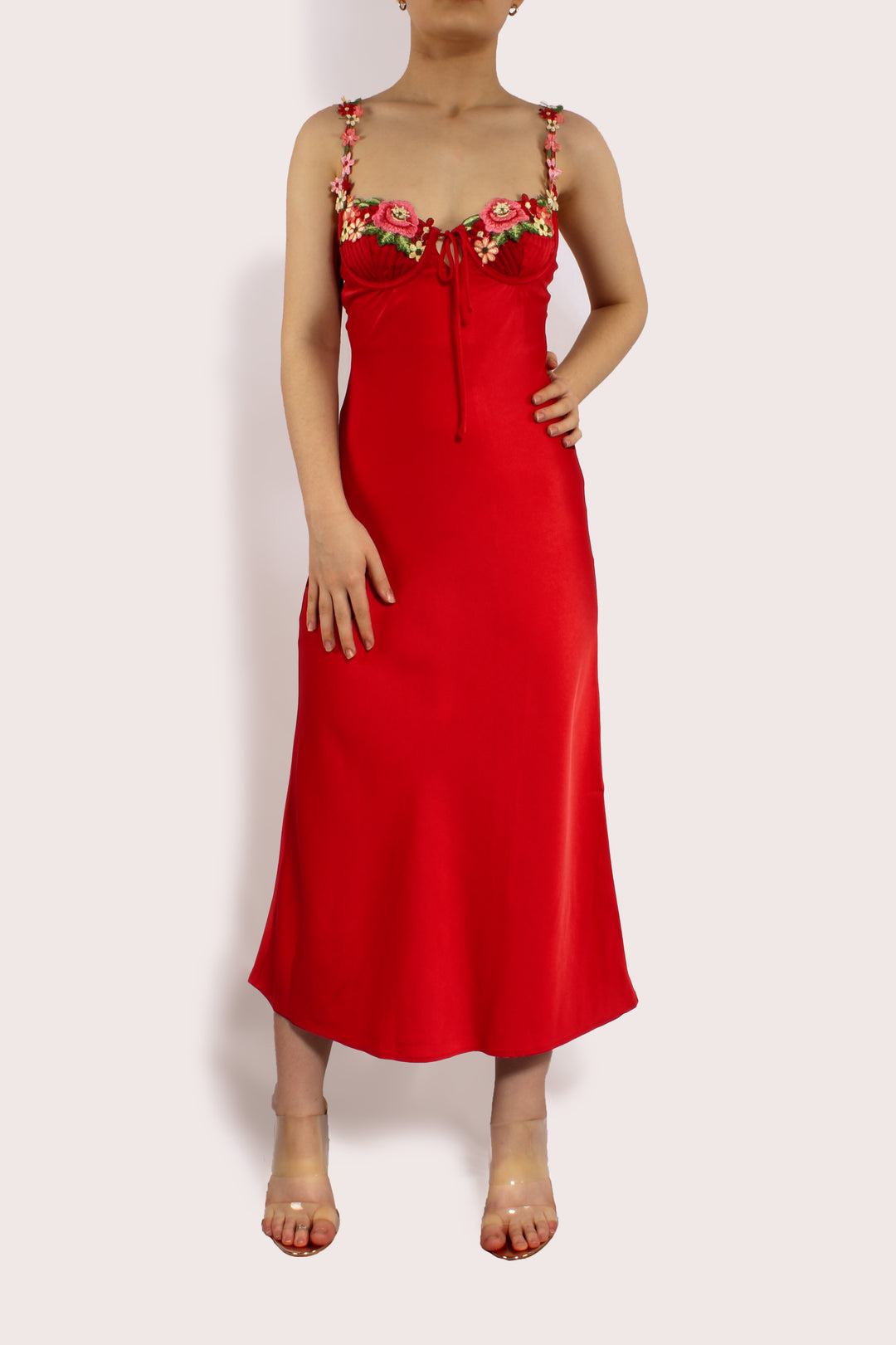 THE SERAPHINA RED MIDI DRESS