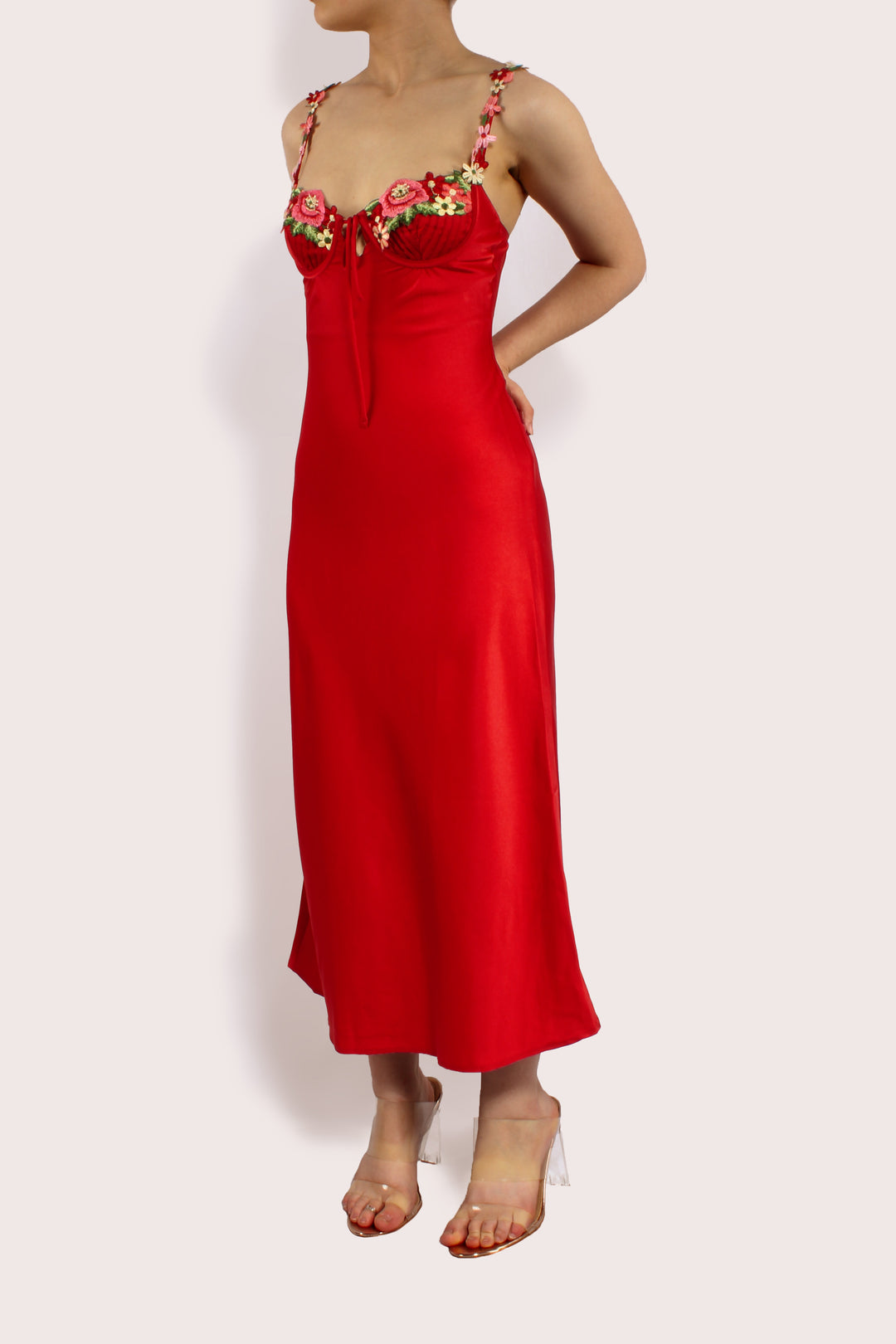 THE SERAPHINA RED MIDI DRESS