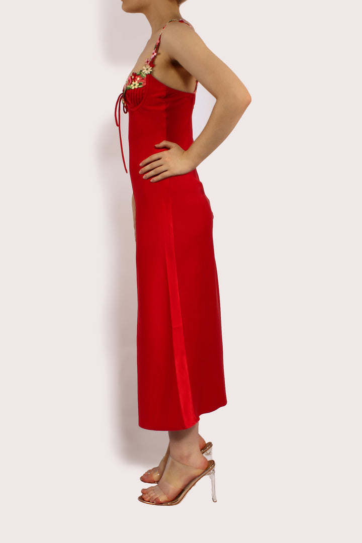 THE SERAPHINA RED MIDI DRESS