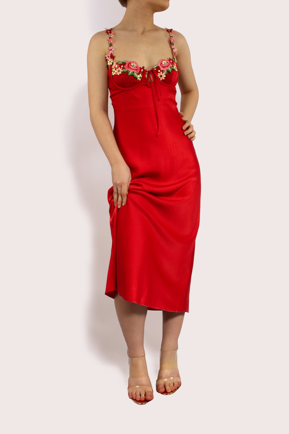 THE SERAPHINA RED MIDI DRESS