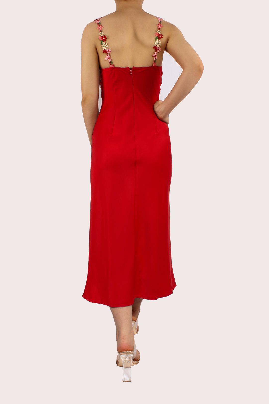 THE SERAPHINA RED MIDI DRESS