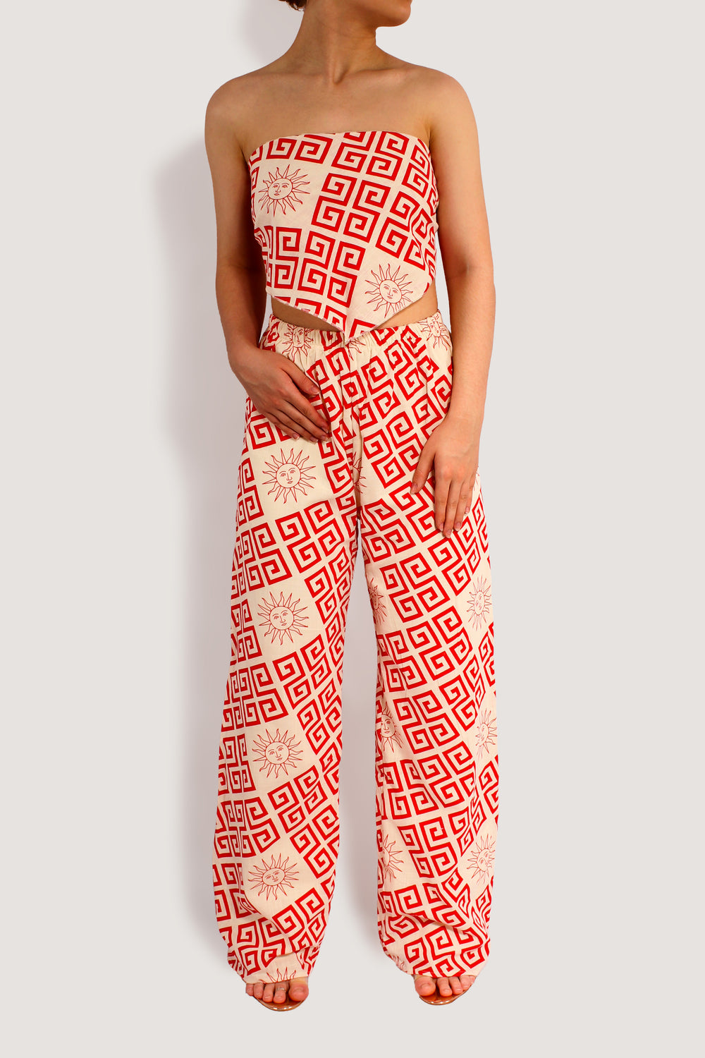 RED SUN SCARF TOP & PANT MATCHING SET