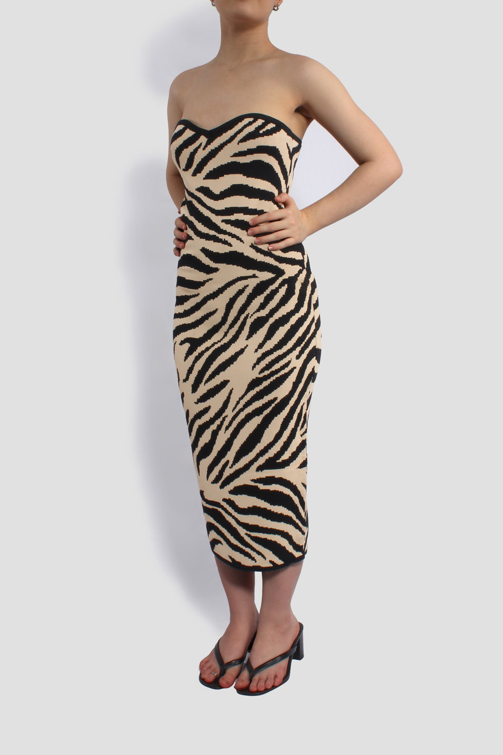 THE CARAMEL ZEBRA MIDI DRESS